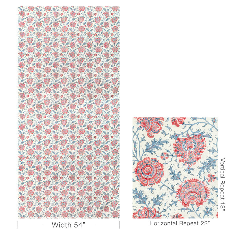 Indiennes Floral Fabric, Berry