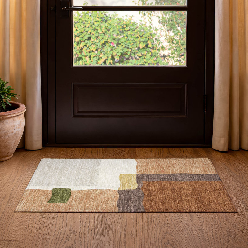 Premium Machine Washable Mayfield AMF2400 Geometric Rug, 2'6" x 3'10", Copper