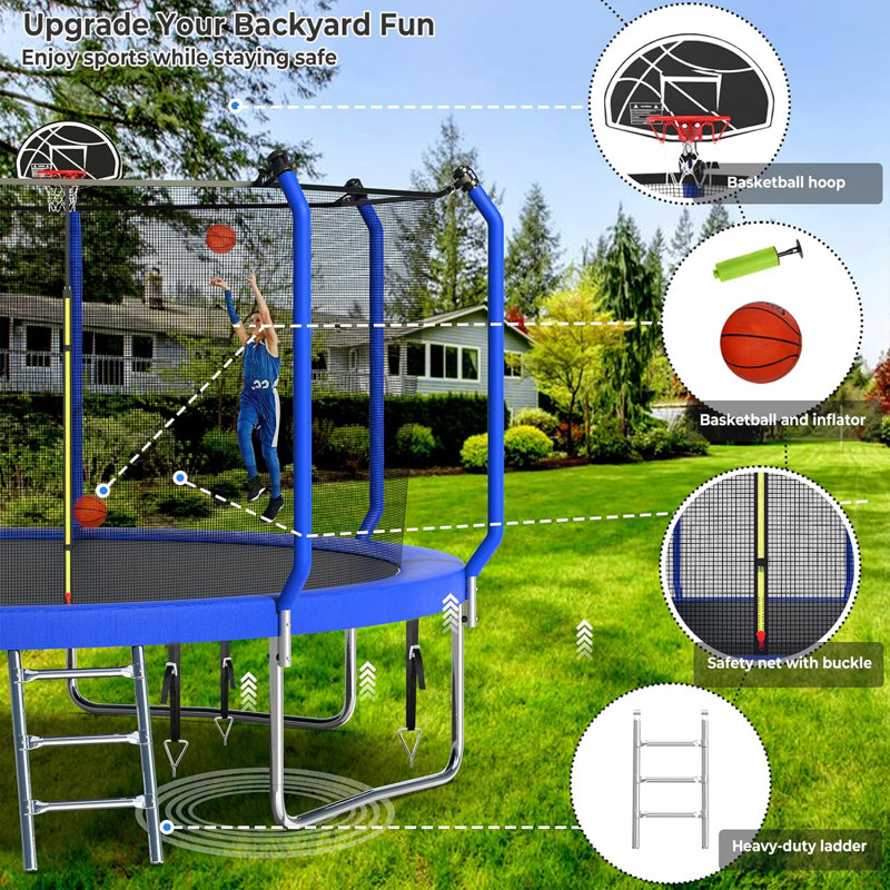 Trampoline de jardin rond avec enceinte sécuritaire Sapphome