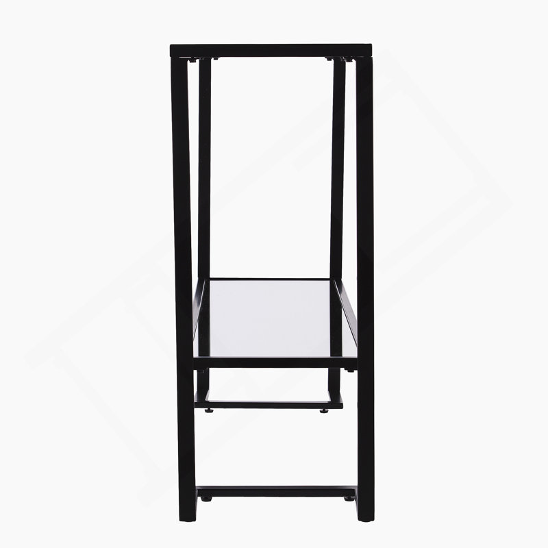 Console Glam étroite avec tablettes à deux niveaux, pour une décoration intérieure élégante et fonctionnelle, Noir