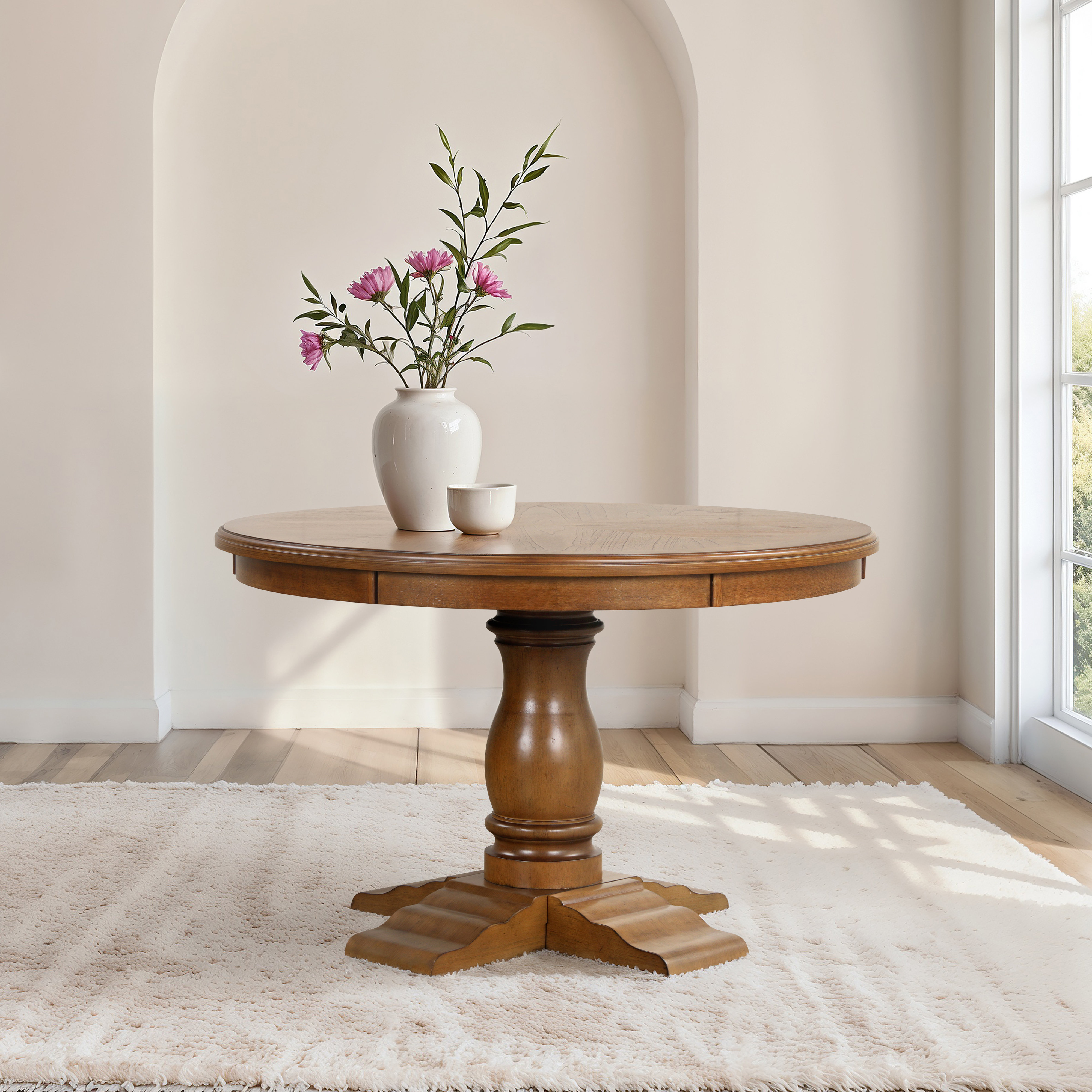Alcott Hill Springfield 48 In. Round Solid Wood Dining Table In Brown ...