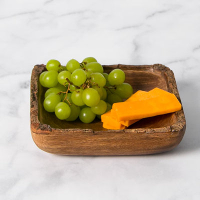 Petit bol carré en écorce de bois rustique alimentaire