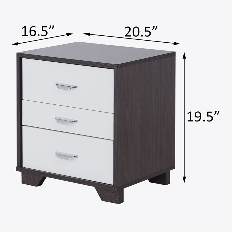 White and Black 3-drawer Rectangular Accent Table