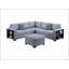 Ensemble de canapé modulaire 4 pièces contemporain avec tablettes intégrées, tissu bouclé gris, design en forme de L pour le confort et le style du salon.-1440041945