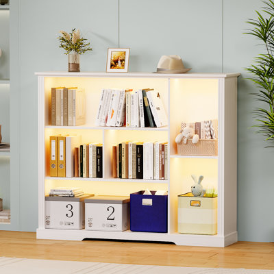 3-shelf Bookcase With Tri-color Sensor Light And Irregular Open Shelf Bookcase