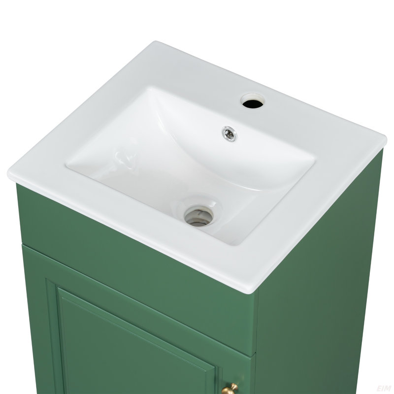 Meuble-lavabo 18 po avec lavabo, meuble-lavabo avec tablette de porte et tablette réglable, Vert