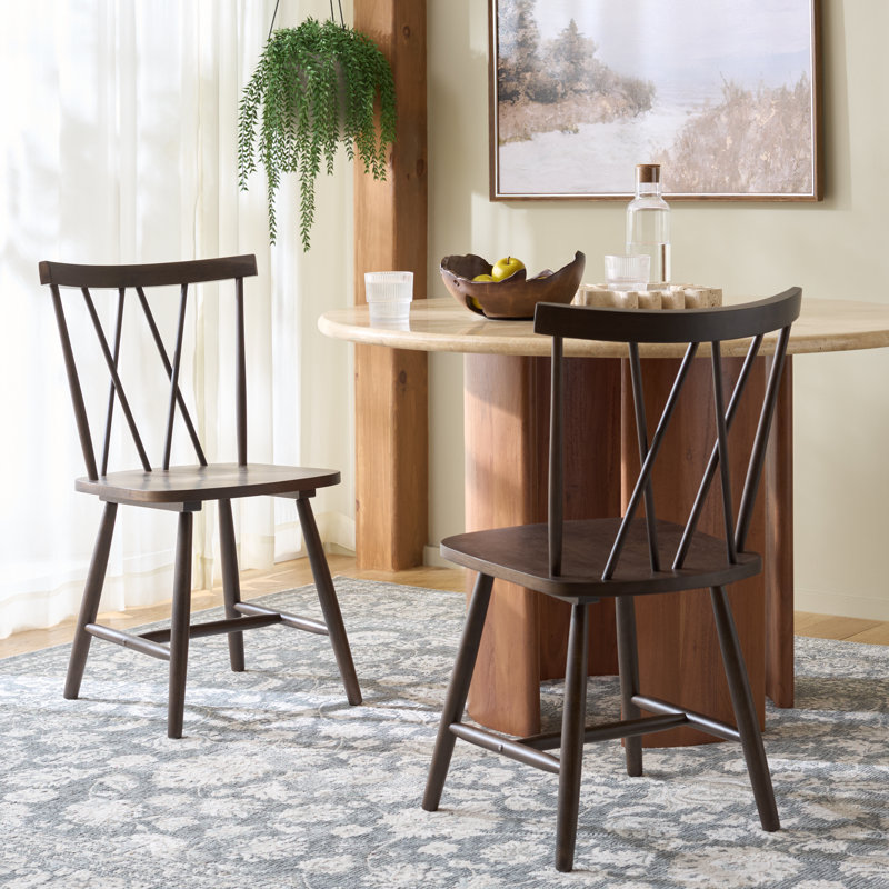 Chaise d'appoint en bois massif Jordyn, Noyer foncé