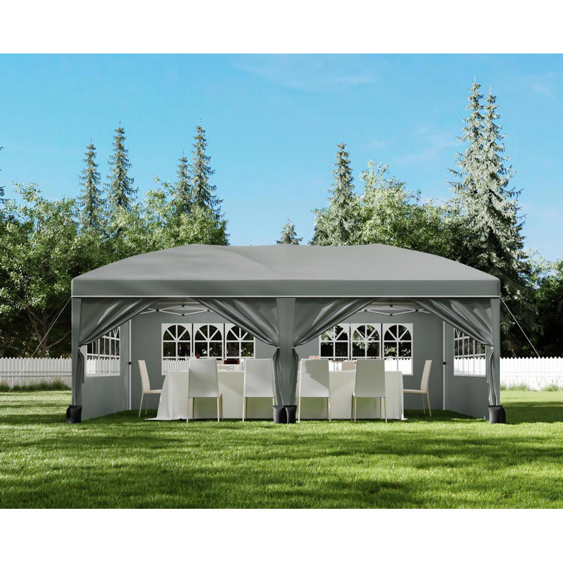 Tente grise robuste 10 x 20 avec 6 parois latérales, Gris