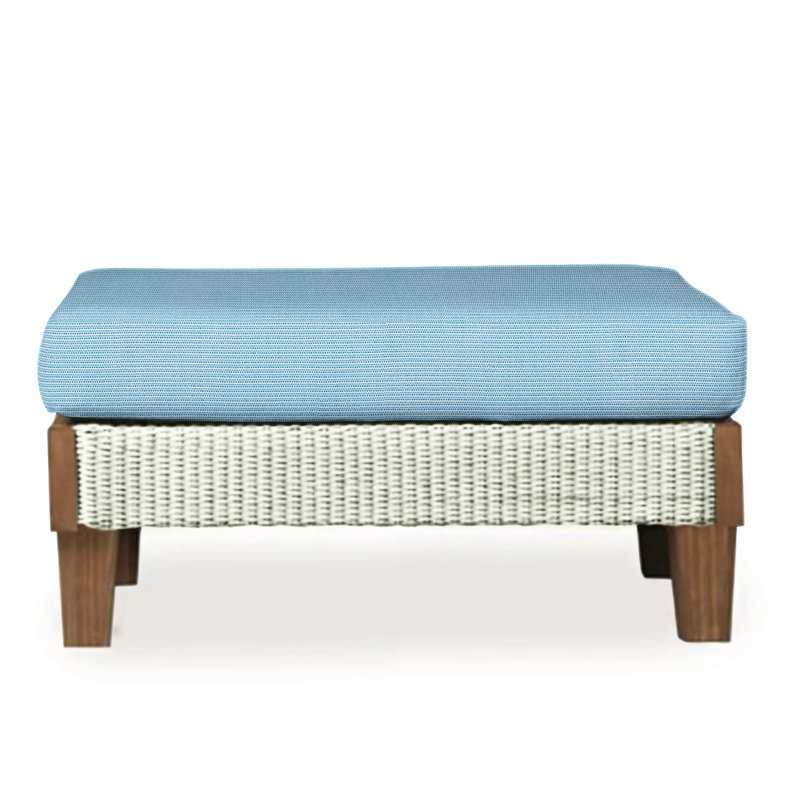 Catalina Outdoor Ottoman, Decorline Navy, Ivory
