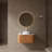 Bathroom Vanity With Sink, Modern Wall-Mounted Floating Curved Edges Striped Bathroom Storage Cabinet With A Drawer,Round Ceramic Basin Without Faucet, Pre-Assembled-1026494129