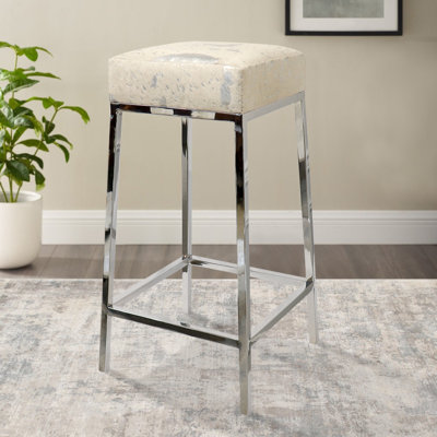 Safari Stainless Steel & Cowhide Bar Stool