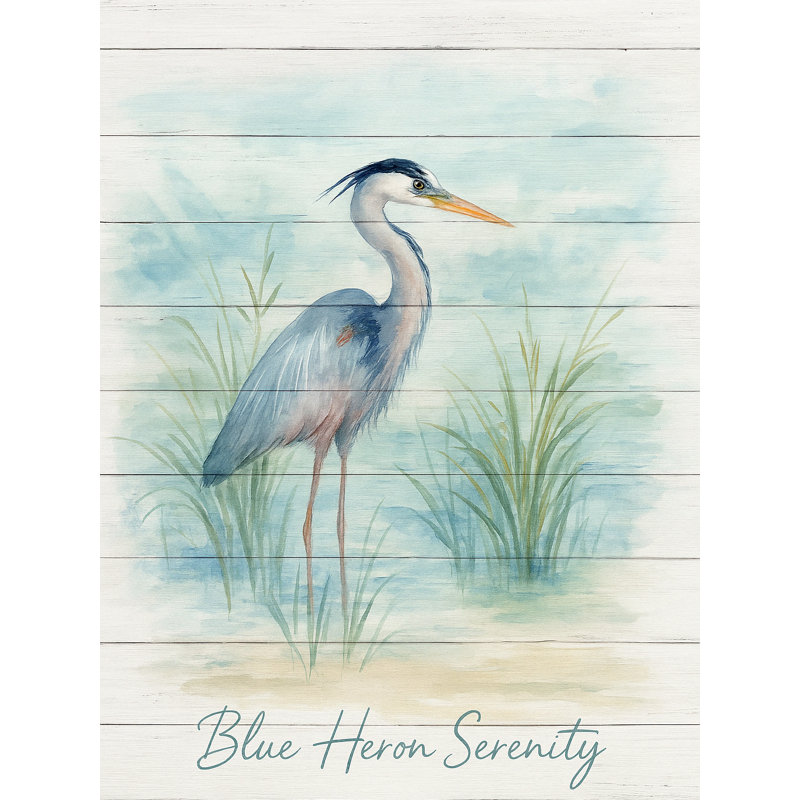 «Blue Heron Serenity III», art mural sur toile, H 24 po x l 16 po