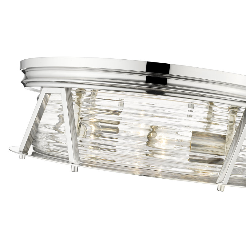 Smithies Glass Flush Mount, Polished Nickel