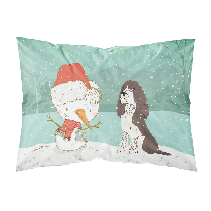 Taie d’oreiller de noël bonhomme de neige, Épagneul Springer anglais brun