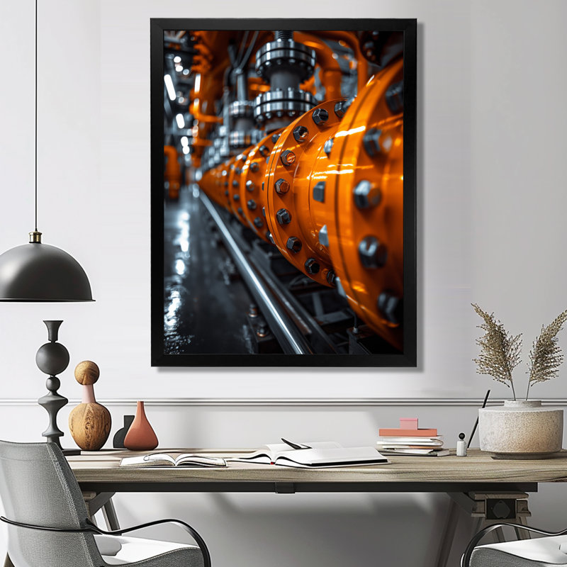 Orange orange Powerhouse Pulse Power Plant II - Power Plants, impression d'art mural, Métal métal, H 16 po x l 32 po