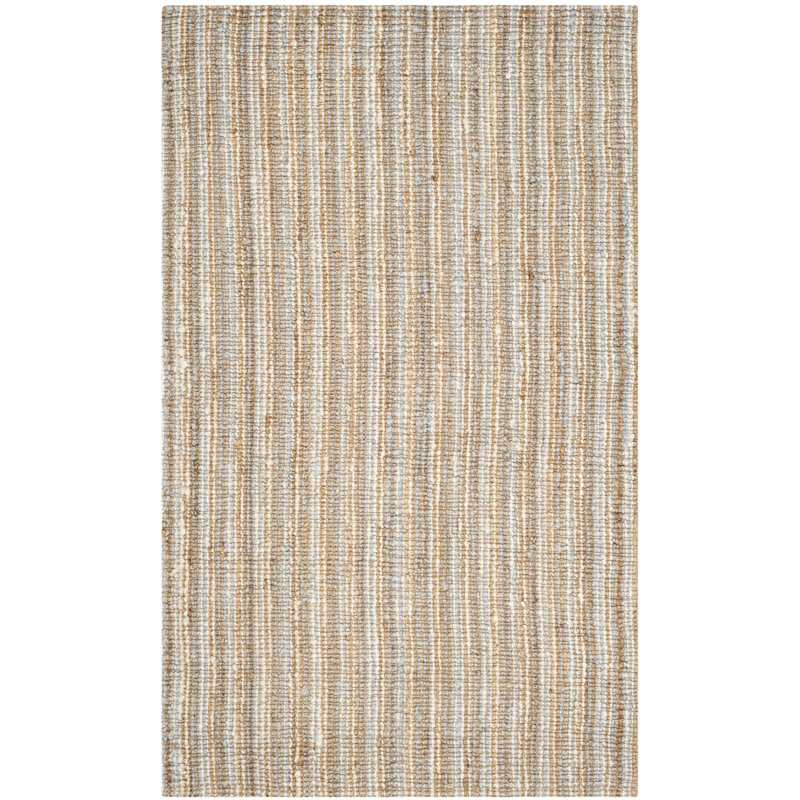 Alda Auckland Striped Handmade Gray / Natural Area Rug, Rectangle 9' x 12'