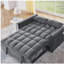 Canapé-lit, canapé convertible, fauteuil inclinable, lit, dossier réglable 3 en 1, 3 positions, canapé modulaire à 2 places, 2 poches latérales, 2 coussins pour le salon, l’appartement, etc., beige en velours de 54 po de largeur.-1589685009