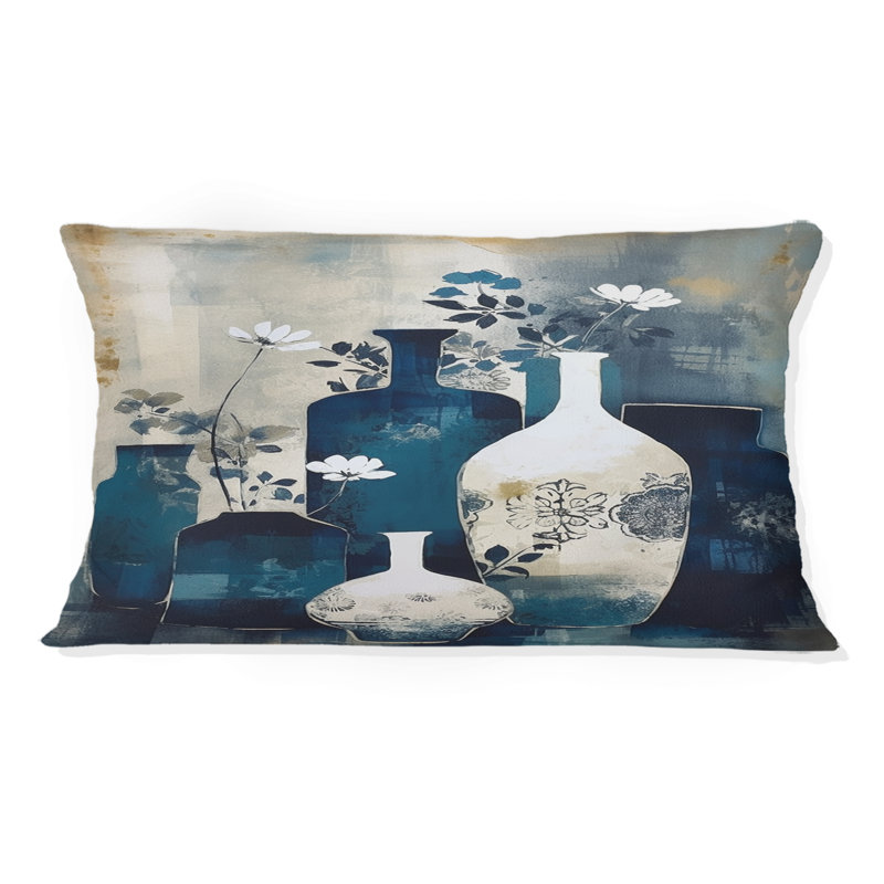 Coussin décoratif bleu et crème en argile fantaisiste II - Boho Pottery