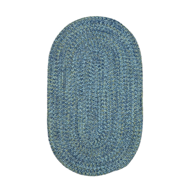 Tapis intérieur / extérieur en tweed bleu Chadarius Coastal, Ovale de 4 pi x 7 pi