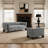 Upholstered Gray Chenille 2-Seater Modern Curved Arm Design Sofa With Solid Wood Legs-271496391