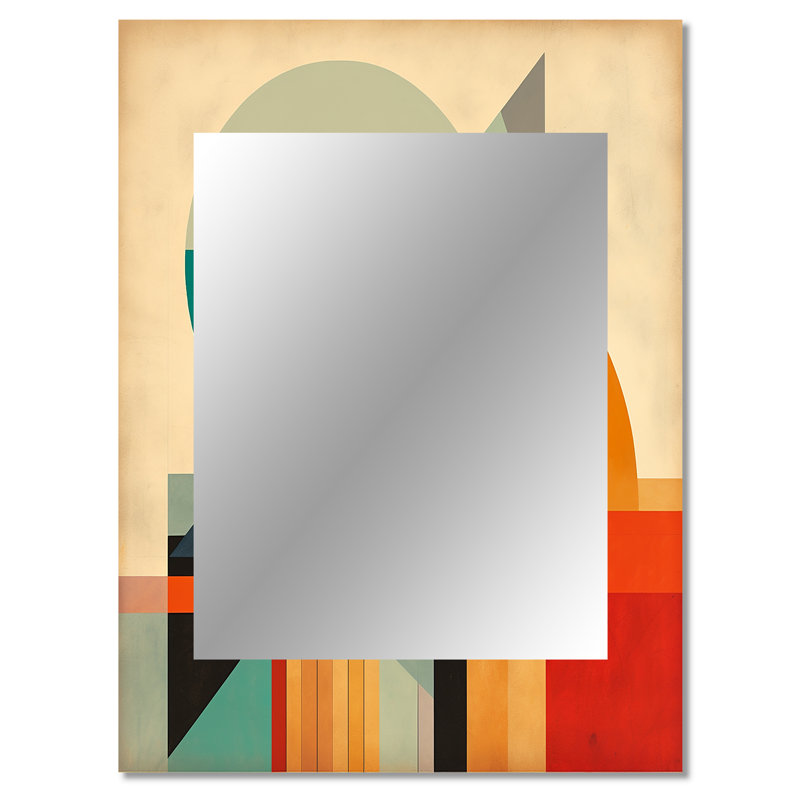 Full Moon Symphony Midcentury Abstract III - grand miroir moderne Mid-Century, miroir mural décoratif bleu, impression d'art en métal