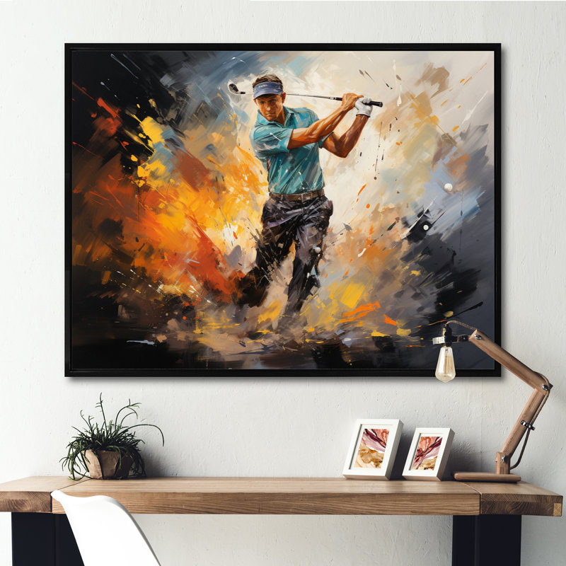 " Golf Dynamic Drives II ", Black Floater Framed, 30" H x 40" W x 1.5" D
