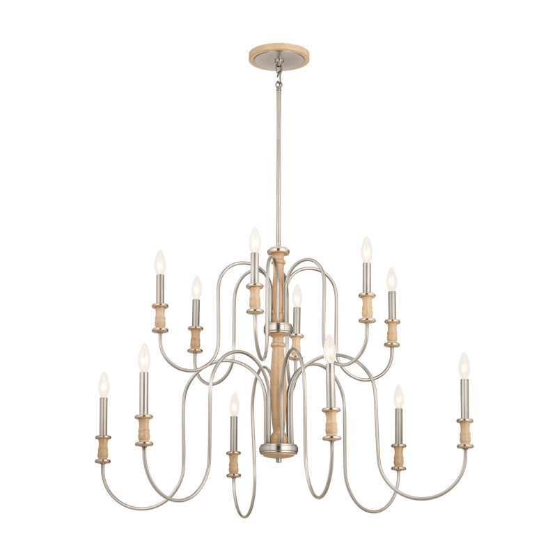 Lustre noir 12 lumières Karthe, Nickel brossé