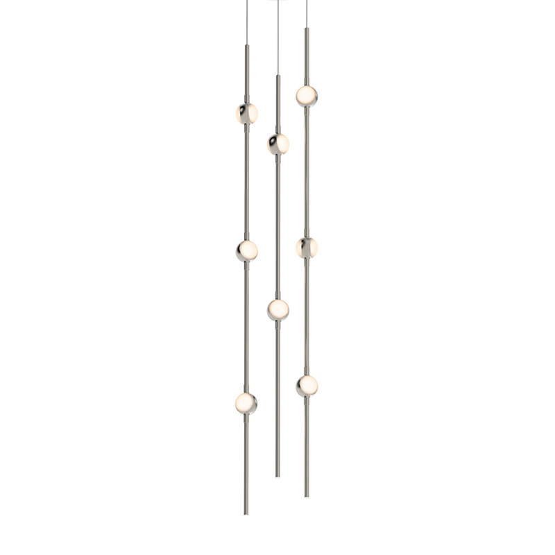 Constellation 8 - Light LED Pendant, White Optical, Satin Brass, 3000K