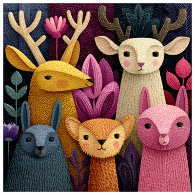 Whimsical Animal Illustration Bath Mat