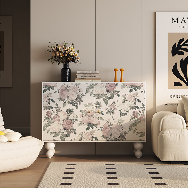 Armoire de rangement en bois de noyer naturel, Blanc