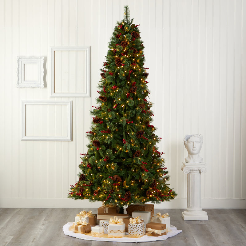 Lighted Artificial Christmas Tree, 9' H