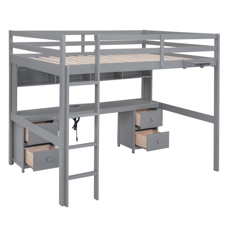 Lit mezzanine avec bureau, Gris