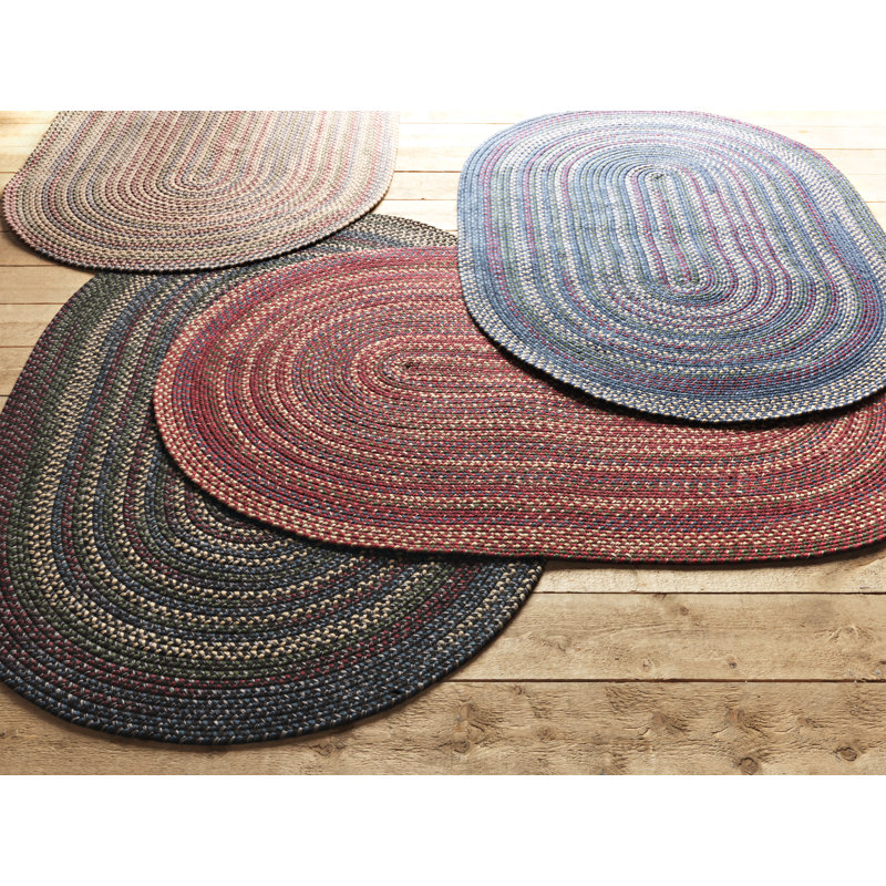 Tapis rouge en laine fabriqué à la main Azema, Ovale 2 pi x 3 pi