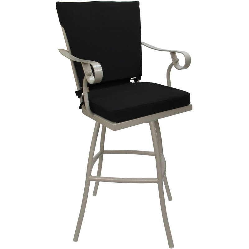 Tabouret de bar Ramario, Noir, Beige, 30"