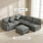 Modular Sofa Set with Ottoman & USB Ports U Shaped L Shaped 86.6 Inch Chenille Grey