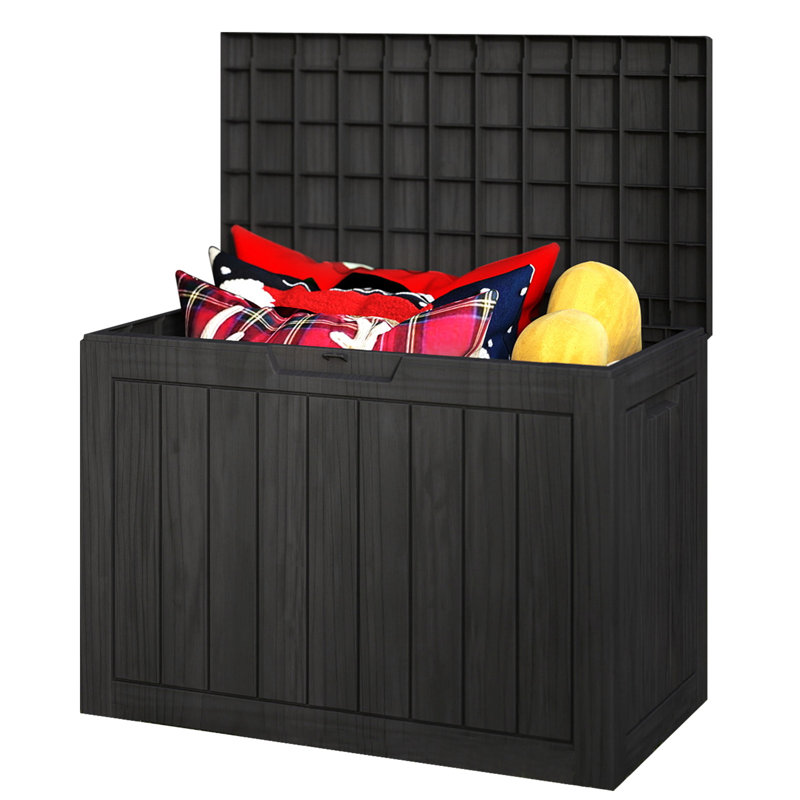 Boîte de rangement 45 gallons en PP noir - Rangement extérieur verrouillable pour patio et jardin, Noir