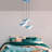 Elegant Light Blue Chandelier, Adjustable Height 29.5 - 44.1 Inches | Durable Metal Body, 19.7 Inches Diameter | 3 x E27 Max 40W Sockets (Bulbs Not Included) | Perfect for Living Rooms, Dining Areas & Entryways-610544706-610544707