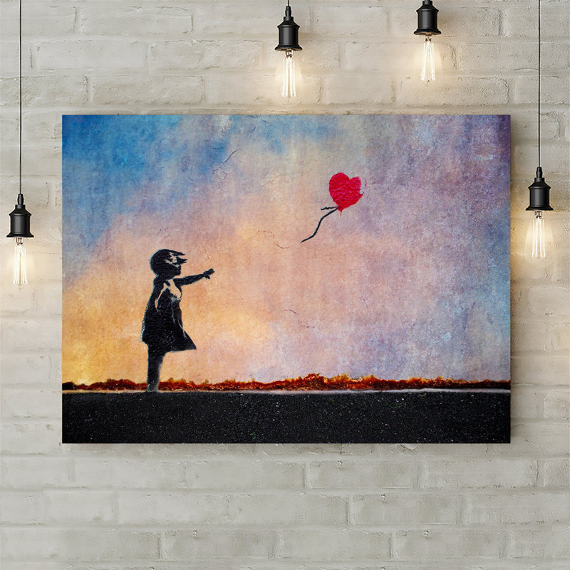 Banksy Balloon Girl Let Go by Banksy - Wrapped Canvas Print, 20.5cm H x 30.5cm W x 3.8cm D