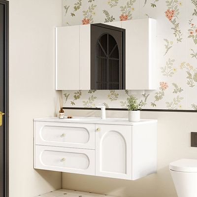 French style simple white bathroom cabinet