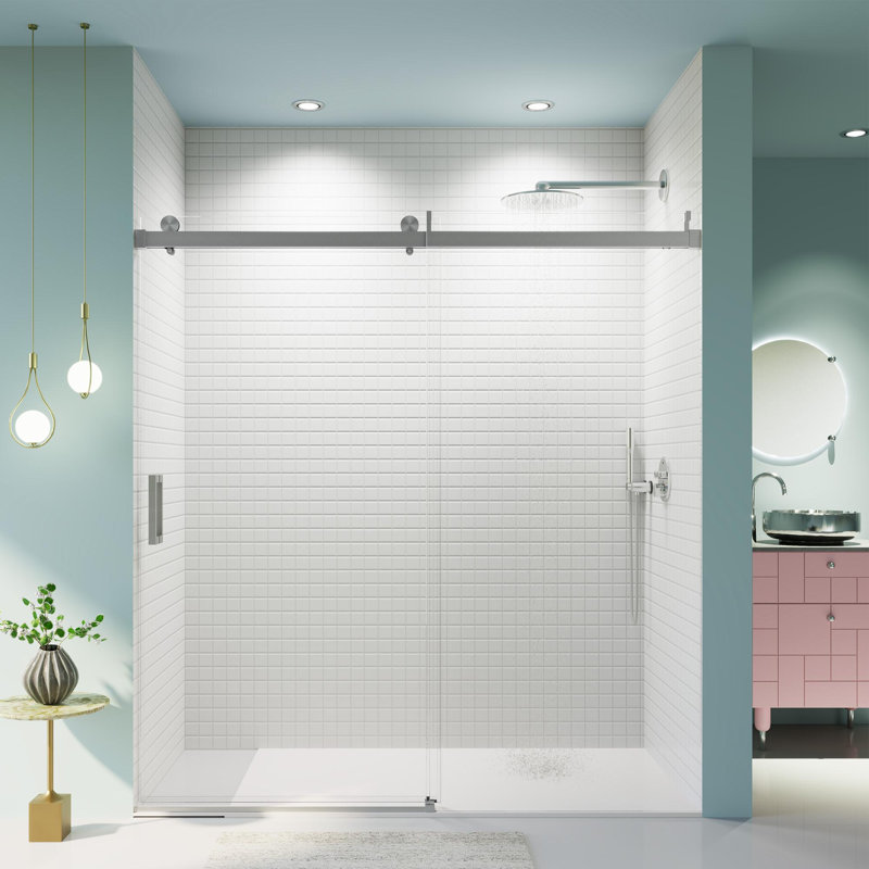 Porte de douche 76 po, Nickel brossé