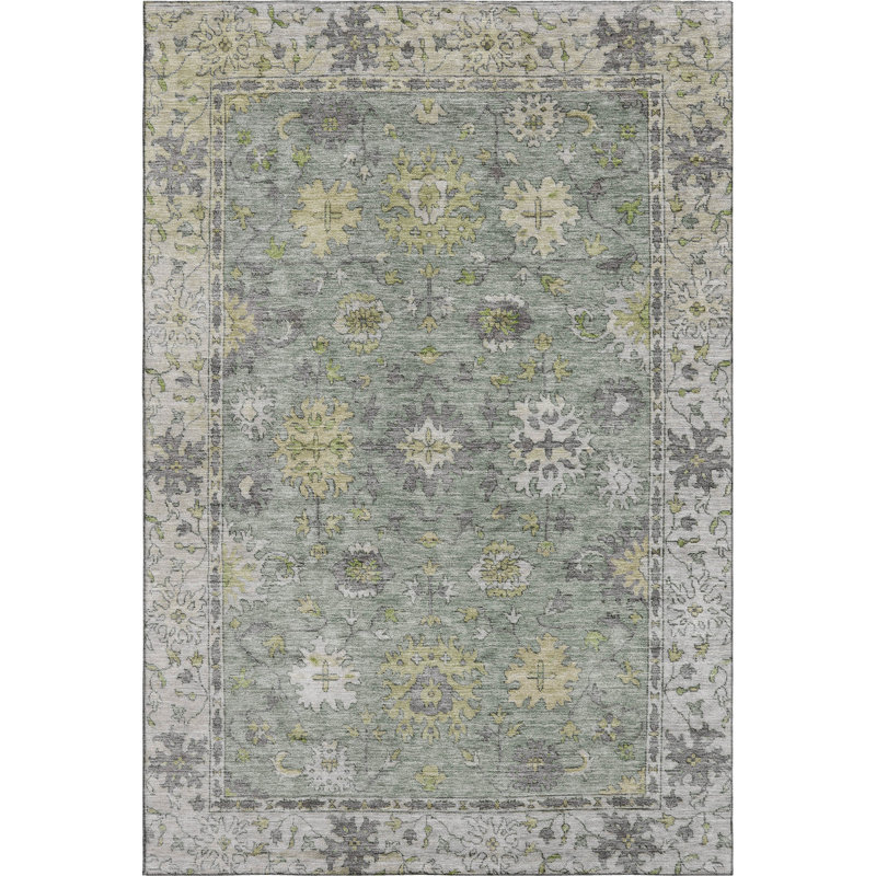 Premium Machine Washable Mayfield AMF2052 Global Rug, 3' x 5', Sage