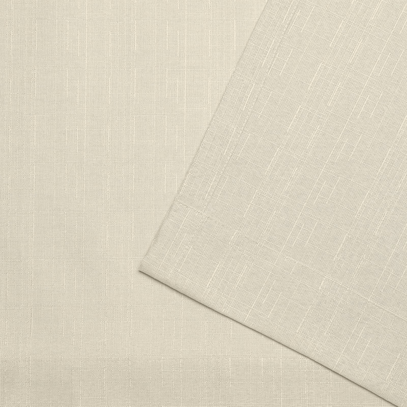 Loha Synthetic Solid Color Semi-Sheer Pinch Pleat Curtain Panels, 27" W x 84" L, Beige