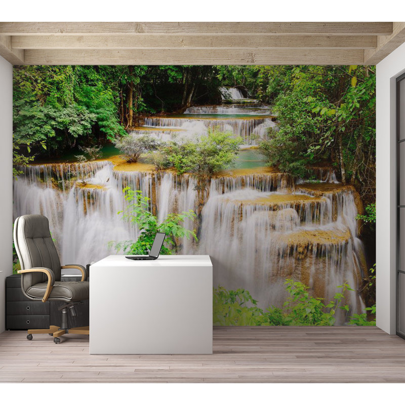 Peel & Stick Landscape Wall Mural - Thai Waterfall, 68" L x 96" W