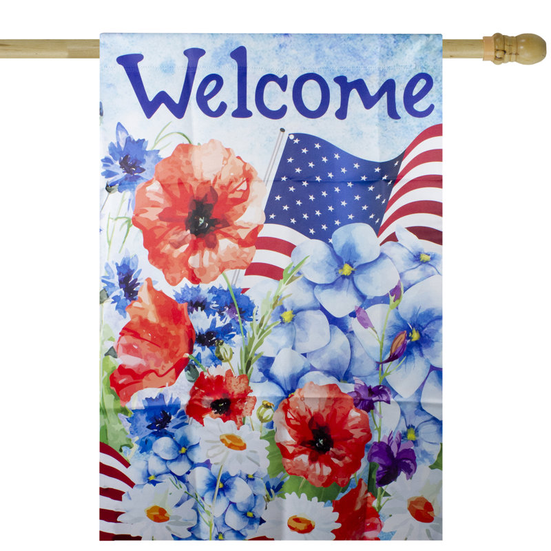 Drapeau floral d'extérieur Welcome Patriotic Americana, H 40 po x l 28 po