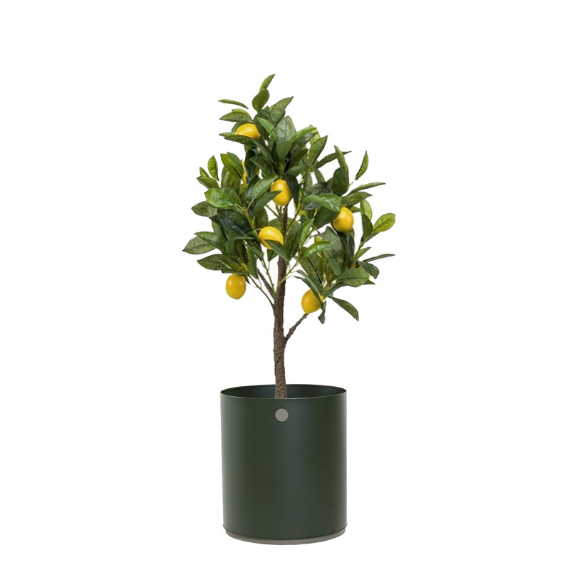 Grow Metal Planter, Dark Green/Taupe, 15" H x 15" W x 15" D 