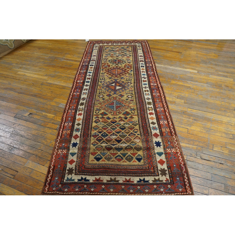 Antique Caucasian - Ganjeh Hallway Runner Wool Yellow Rug