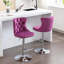 Tabourets de bar pivotants en velours à hauteur de siège réglable, tabourets de bar à base chromée avec dossier capitonné confortable, ensemble de 2-666724813