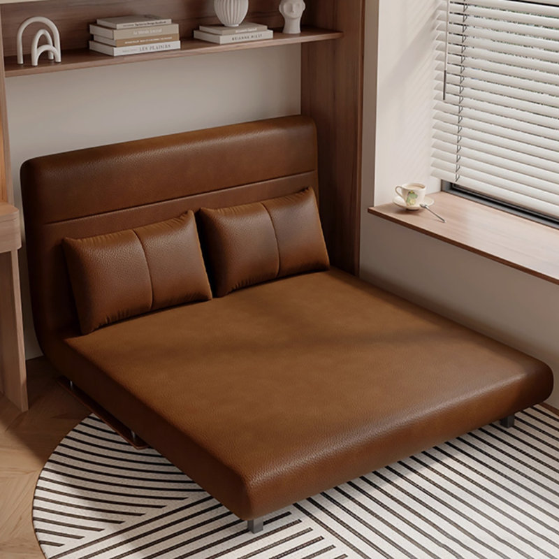 Canapé-lit brun avec pattes, H 32,68 po x l 88,19 po x P 70,87 po