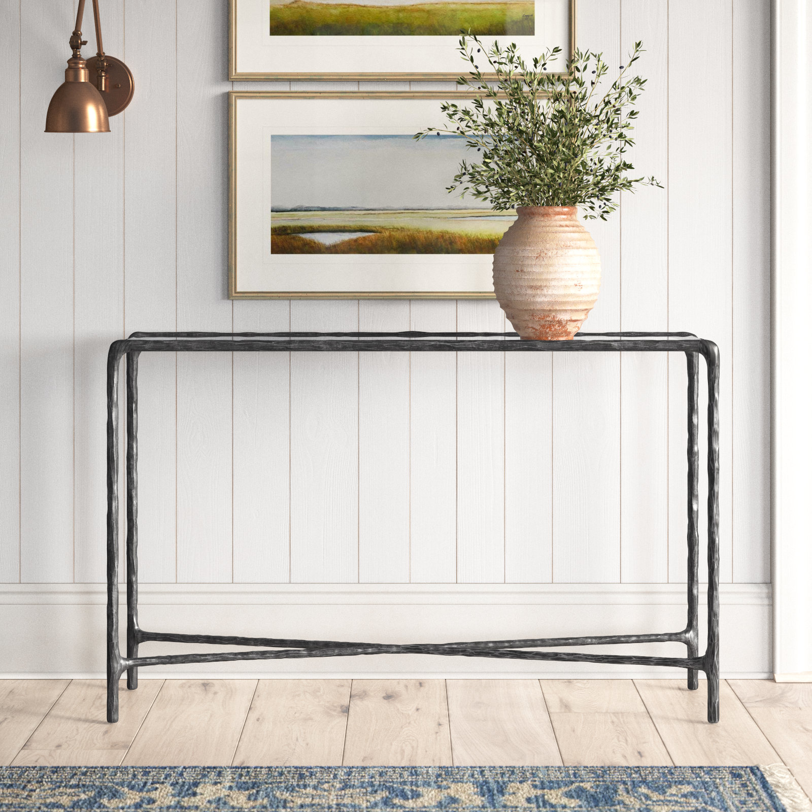 Evelynn 48'' Console Table, Clear, Black