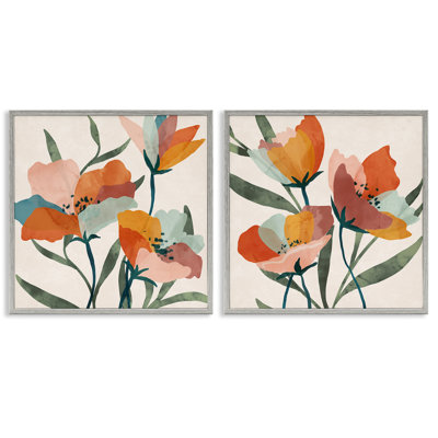 «Summer Bouquet Modern Abstract» par Nina Blue, ensemble de 2 peintures sur bois